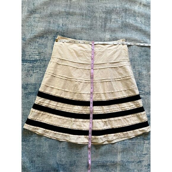 Ann Taylor Loft Beige Black Stripe A Line Skirt Size 2 - Picture 7 of 7
